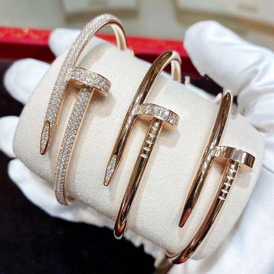 China CLASSIC Wholesale Fashion Branded Jewelry Bangles Bracelets 316L Stainless Steel Gold Plated No Tarnish Zircon Diamond Stud Bracelet for sale