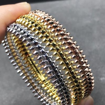 China Famous designer punk Brand Jewelry customized 18K titanium stainless steel gold plated punk bullet head bracelet for men for sale