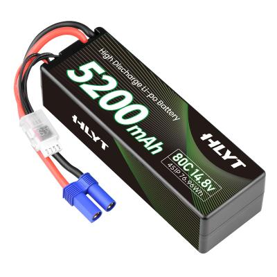 China Wholesale High Quality 5200mAh 80C Li-Polymer Battery RC CAR Tank Racing14.8V Lithium Lipo Rechargeable Batteries for sale