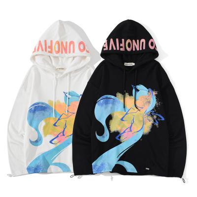 China New Men's Logo Hooded Sweatshirts Drawstring Fashion Oversized Printing Unisex Loose Streetwear Anti-shrink Hooded Design for sale