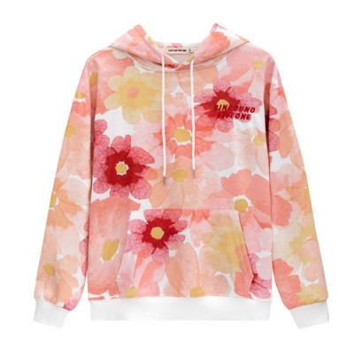 China High Quality New Arrival Women Sweatshirts Flower Pattern Pullover Hoodies Pokcket High Quality Anti-pilling Streetwear for sale