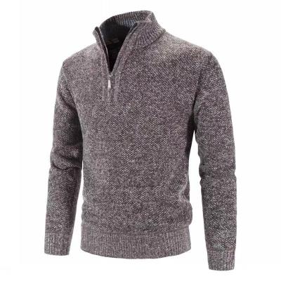 China 2022 Anti-wrinkle Men Sweater Casual Knit Thicker Pullover Good Quality Half Zipper Sweater for sale