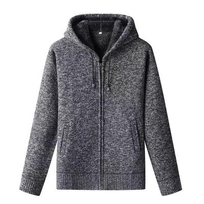 China Anti-wrinkle men sweater fashion full zipper hooded thickened knitwear for winter high quality hoodies for sale