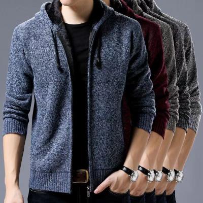 China Anti-wrinkle Supplier Professional Winter Autumn Cardigan Zipper Hooded Knitted Sweater For Men for sale