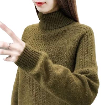 China new fashionTurtleneck Anti-wrinkle pullover women autumn winter long sleeve loose pullover knit sweater for women for sale