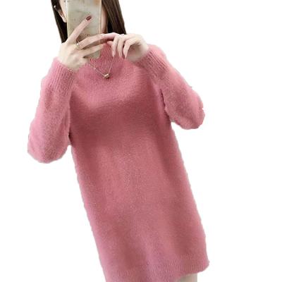 China Newest Fashion Anti-Static Nti-Shrink Natural Sheath Mid Length Lace Up Women's Sweater Dress for sale