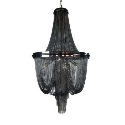 China 2022 Modern Industrial Style Promotion Top High Quality Italian Black Plat/Pearl Chrome Tassel Chain Link Pendant Chandelier Chandeliers for sale