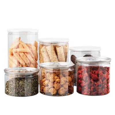 China Food Sealed PET Plastic Jar 420ML Dustproof Eco-friendly Jar With Easy Open Lids For Chocolate-cookie Jars for sale