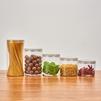 China Food Storaging Food Customized Logo PET Plastic Jars Food Grade Empty Jar With Screw-On Lid For Cashews And Nernels Jar for sale