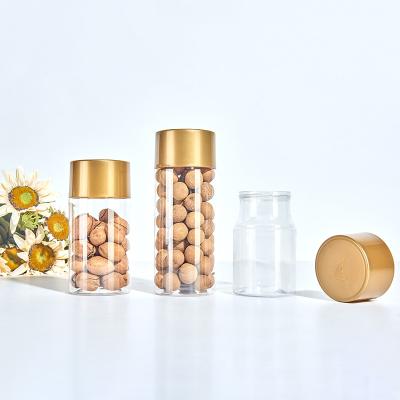 China 650ML Food High Cover Clear Jars With Lids Gold Nuts Packaging Plastic Jar For Food Sealing for sale