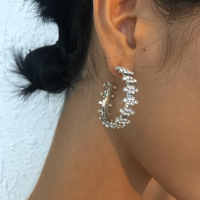 China Fresh style earrings personality diamond earrings exaggerated round geometric simple c-shaped earrings multi style new for sale