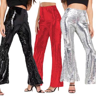 China hot Anti-wrinkle sexy panties, sexy club glitter loose flared pants, fashion trousers for women for sale