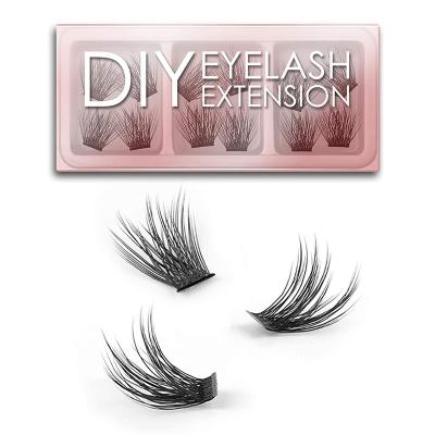 China 12 Groups Thick Volume Eyelashes Set Glued Strip Lash Home Eyelash Extension Individual 3D Effect Glue for sale