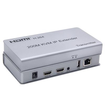 China Metal housing metal housing 200M HDMI add-on over IP with KVM in silver color cat6 hdmi add-on VGA add-on for sale