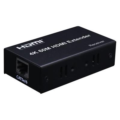 China Metal housing single hdmi 4K extender 60m cat5e/6 connect transmitter receiver hdmi rj45 extender for sale