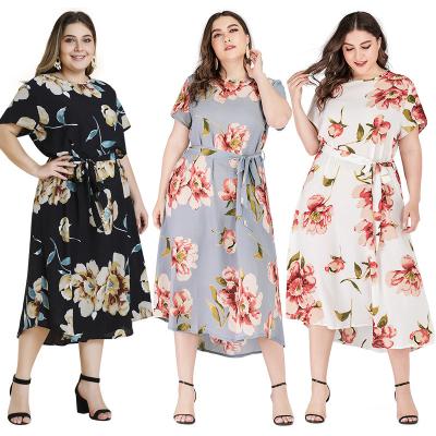 China Plus Size 2022 Summer Wholesale Hot Sales Plus Size Maxi Dress Women Floral Print Dress for sale