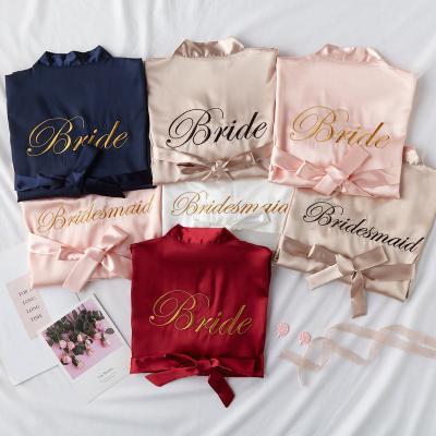 China QUICK DRY QUICK DRY custom design wholesale custom bridal silk satin robes embroidery long women wedding long bride and bridesmaid dresses for sale