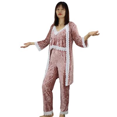 China QUICK DRY OEM Three Piece Velvet Woman Pajamas Comfortable QUICK DRY Lounge Wear Sets Women's Sleepwear for sale