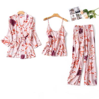 China QUICK DRY QUICK DRY Summer Three Piece Sexy Pajamas Three Set Cotton Loose Lounge To Wear Comfortable Suit Sleepwear for sale