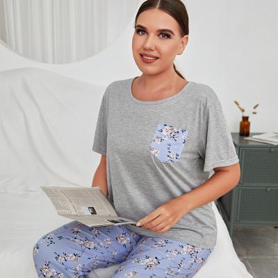 China Portable Two-piece Home Sleepwear Pj Summer QUICK DRY QUICK DRY Set Fat Women Plus Size Pajamas Set for sale