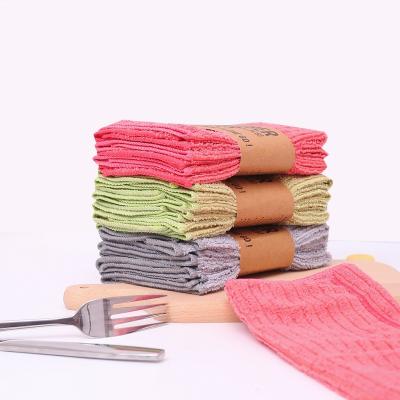 China Viable Solid Color Stripe Microfiber Cleaning Cloth Microfiber Towel Car Kitchen Towels for sale