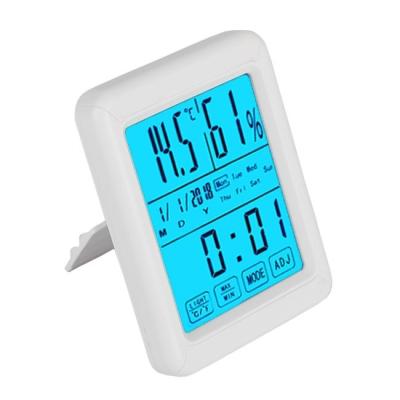 China New Design Touch Screen Backlight Thermo Humidity Clock Touch Screen With Backlight Thermo Hygrometer With Backlight for sale