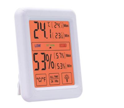 China Touch Screen With Digital Indoor Hygrometer Thermometer Hottest Selling Digital Temperature Orange Color Backlight for sale