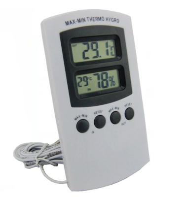 China Hydroponics Thermometer Hydroponics Garden Digital MAX MIN Thermometer Hygrometer with External Wire for sale