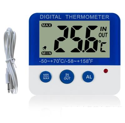 China LED Alarm Indicator Wired Digital Thermometer Indoor and Outdoor Fridge Magnet with Max Min Record for sale