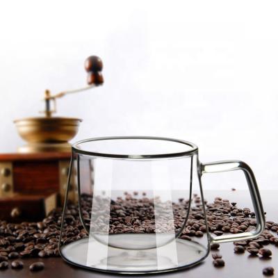 China Borosilicate 200ML Espresso Mugs Shot Glass Coffee Double Wall Insulated Glass Mugs With Handle, Daily Coffee Glass Mugs Latte Mug for sale