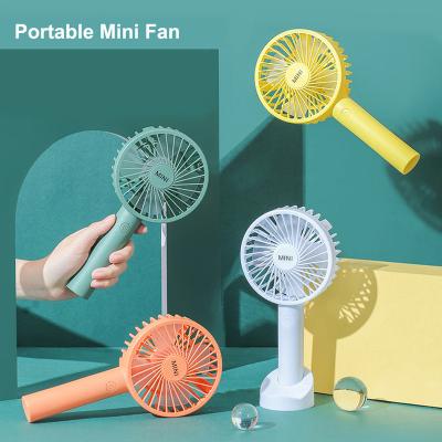 China Car Mini Handheld Fan Portable Usb Rechargeable Battery Cooling Desk With Cell Phone Bracket 3 Low Modes For Outdoor Travel for sale