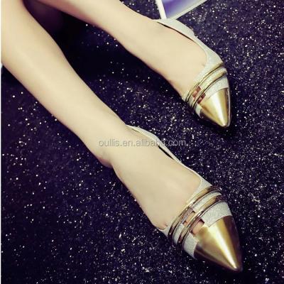 China 2016 newest design shoes pump fashion shoes oullis silver flat shoes CP6917 for sale