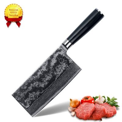 China Disposable Traditional Classic Classic Meat Cleaver Knife Chinese Fiber Damascus G10 Knife for sale