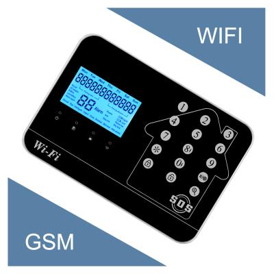 China 99 Tuya WIFI Wireless Burgler 4 Zone Home Alarm System Wired LCD Display GSM Fire Alarm Kit WL-JT-99CST for sale