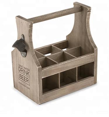 China Handmade Personalized Wooden Cart With Beer Wine Bottle Opener for sale