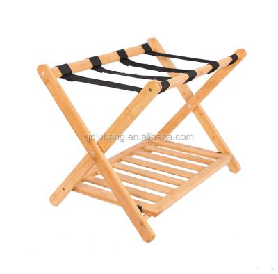 China Eco - Friendly Solid Wood Folding Luggage Rack For Hotels With Shoe Shelf for sale