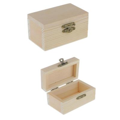 China China 2PCS Unfinished Wooden Treasure Chest Boxes For Weddings Crafts Kids Painting for sale