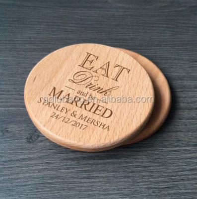 China Personalized Personalized Custom Engraved Round Coaster Wooden Wedding Favor Keepsake Gift / Wood Coasters Place Table for sale