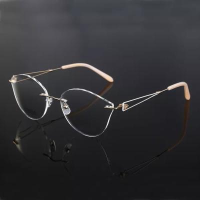 China For reading glasses fashion pure titanium frameless metal rimless optical frame glass eyewear glasses for man woman wholesale for sale