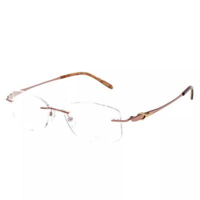 China For newcomer ready stock titanium reading glass optical frames shape eyewear rimless glasses for women 2023 for sale