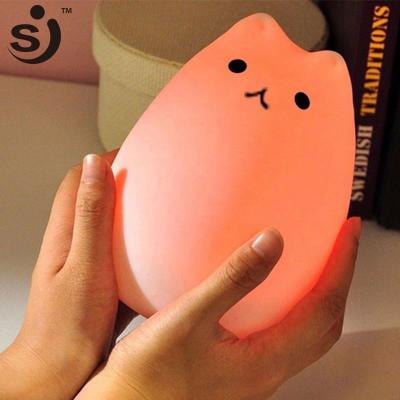 China Premium 7 Colors Room Light Silicone Animal Cat LED USB Kids Night Cartoon Baby Soft Nursery Lamp Breathable LED Night Light for sale