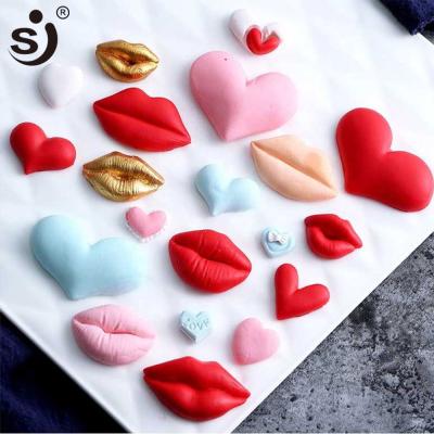 China Viable Red Hot Lips 3D Cake Fondant Cake Tools Resin Clay Candy Mold Heart Gem DIY Cupcake Decorating Baking for sale