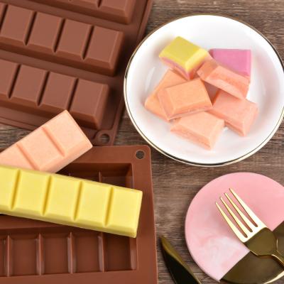 China New Design Sustainable 3*7 Long Chocolate Bar Molds Flexible Wax Melt Mold For Handmade Lovers Making Tray for sale