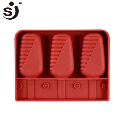 China Sustainable 3 Cavity High Quality Food Grade Approved Non-Stick Summer Silicone Popsicle Mold For Ice Cream for sale