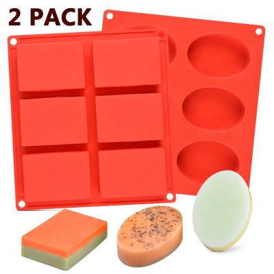 China Custom Food Grade 3D Logo 6 Cavity Silicone Soap Mold Tray Handmade Rectangle Viable Bar Handcraft Tools Oval Silicone Soap Mold Tray Making for sale