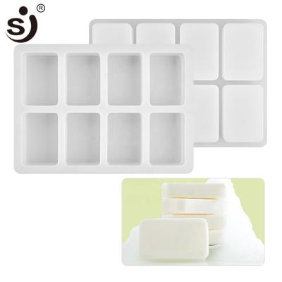 China Viable non-stick rectangle shape candle making tools 3d 8 cavities silicone soap molds handcraft make homemade tools for sale