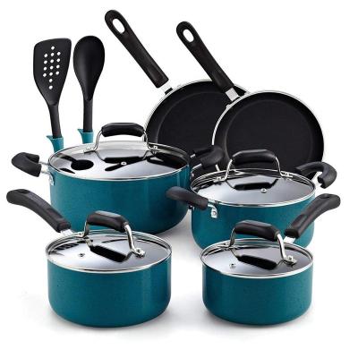 China Non Sustainable Stick 12pcs Colorful Cookware Set With High Quality Kitchen Tools for sale