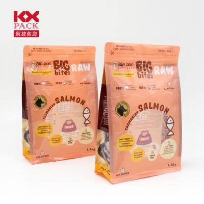 China Safety Plastic Stand Up Flat Bottom Pouch Bags For Pet Zip Lock Packaging Bags For Dog Food for sale