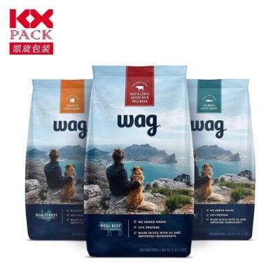 China Custom Resealable Pouch Dog Dry Food Packaging Moisture Proof Flat Bottom Stand Up Plastic Bags For Dog Food 15kg 20kg For Big Small Pet for sale