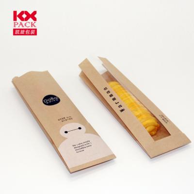 China Disposable Long Shape Paper Bread Ready Stock Packaging Bag With Clear Window for sale